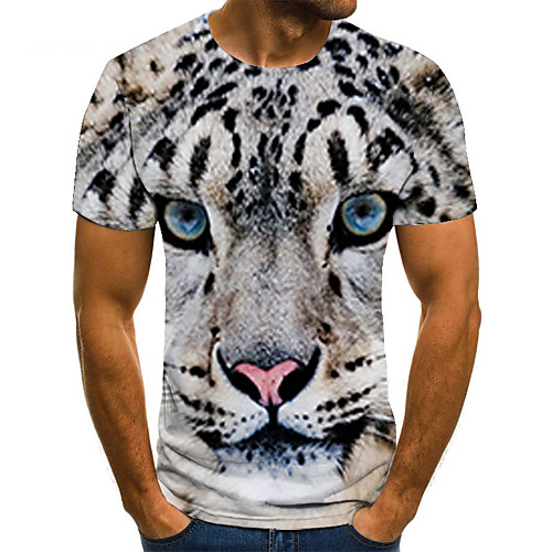 

Men's T shirt 3D Print Animal 3D Print Print Short Sleeve Casual Tops Casual Fashion Light Yellow