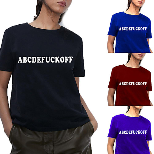 

Women's Tee / T-shirt Pure Color Crew Neck Letter Printed Sport Athleisure T Shirt Top Short Sleeves Breathable Soft Comfortable Everyday Use Street Casual Daily Outdoor