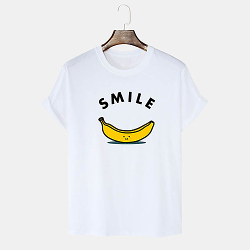 

Men's Unisex T shirt Hot Stamping Graphic Prints Banana Letter Plus Size Print Short Sleeve Daily Tops 100% Cotton Basic Casual White Black Blushing Pink