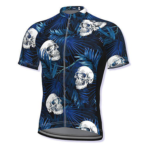 

21Grams Men's Short Sleeve Cycling Jersey Spandex Dark Navy Skull Bike Top Mountain Bike MTB Road Bike Cycling Breathable Quick Dry Sports Clothing Apparel / Athleisure