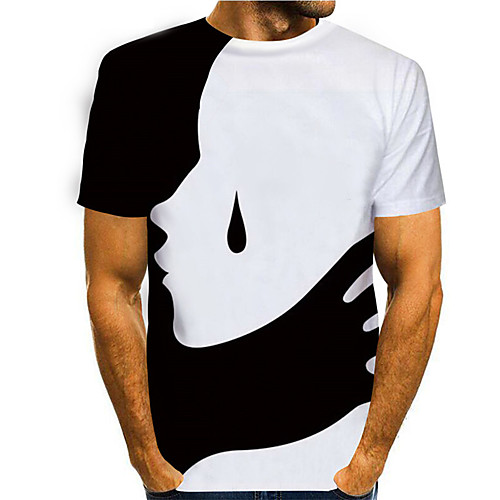 

Men's T shirt 3D Print Graphic Prints Shadow Print Short Sleeve Daily Tops Casual Designer Big and Tall Black / White