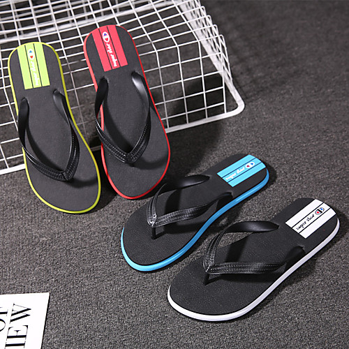 

Men's Slippers & Flip-Flops Casual Beach Beach Home Rubber Breathable Non-slipping Black and White Black / Red Black / Green Summer