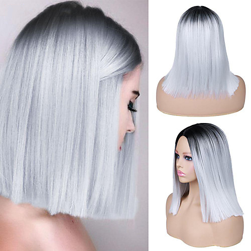 

Synthetic Wig Natural Straight Middle Part Wig Medium Length A15 A16 A17 A18 A19 Synthetic Hair Women's Cosplay Party Fashion Dark Gray White