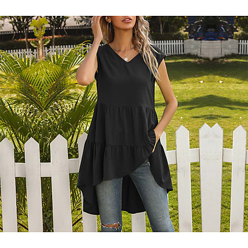 

Women's A Line Dress Short Mini Dress Black Green Sleeveless Solid Color Summer Round Neck Casual 2021 S M L XL