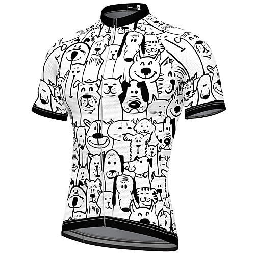 

21Grams Men's Short Sleeve Cycling Jersey Spandex BlackWhite Animal Bike Top Mountain Bike MTB Road Bike Cycling Breathable Quick Dry Sports Clothing Apparel / Athleisure