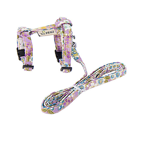

Dog Cat Harness Training Leash Harness Leash Set Adjustable Breathable Escape Proof Outdoor Walking Flower Nylon Small Dog Black Purple Red Dark Red Blue