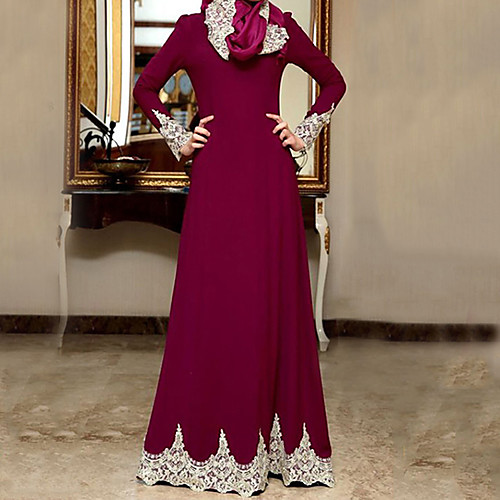 

Muslim Dress Women's Costume Black / Purple / Wine Vintage Cosplay Daily Long Sleeve