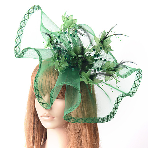 

Retro Hyperbole Tulle Fascinators with Feather / Floral 1 Piece Special Occasion / Party / Evening Headpiece