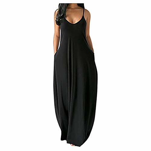 

Women's Shift Dress Maxi long Dress Wine Black Blue Yellow Orange Gray Sleeveless Solid Color Summer V Neck Casual 2021 S M L XL XXL XXXL 4XL 5XL