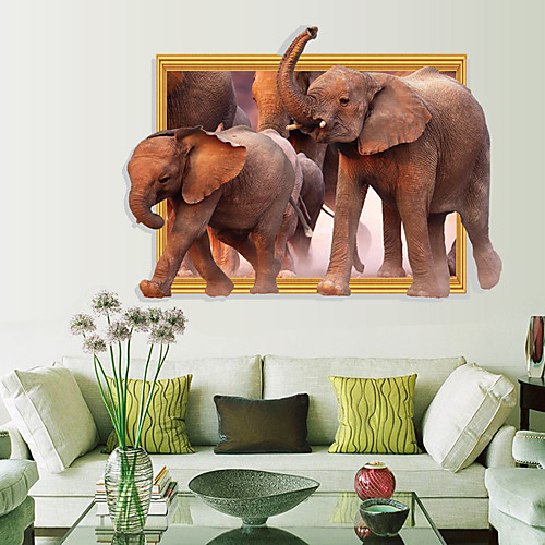 

3D / Animals Wall Stickers Bedroom / Kids Room & kindergarten, Pre-pasted PVC Home Decoration Wall Decal 1pc
