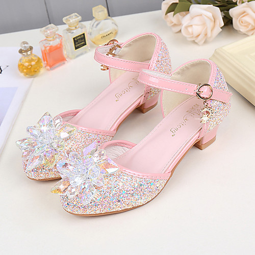 

Girls' Heels Flower Girl Shoes Princess Shoes School Shoes Rubber PU Little Kids(4-7ys) Big Kids(7years ) Daily Party & Evening Walking Shoes Rhinestone Sparkling Glitter Buckle Dusty Rose Pink