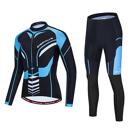 

Men's Long Sleeve Cycling Jersey with Tights Bule / Black Bike Sports Geometic Clothing Apparel / Micro-elastic / Athleisure