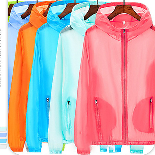 

Women's Men's Hiking Jacket Cycling Jersey Hiking Skin Jacket Outdoor Solid Color Lightweight UV Sun Protection Breathable Quick Dry Jacket Hoodie Top Full Length Visible Zipper Fishing Climbing Beach