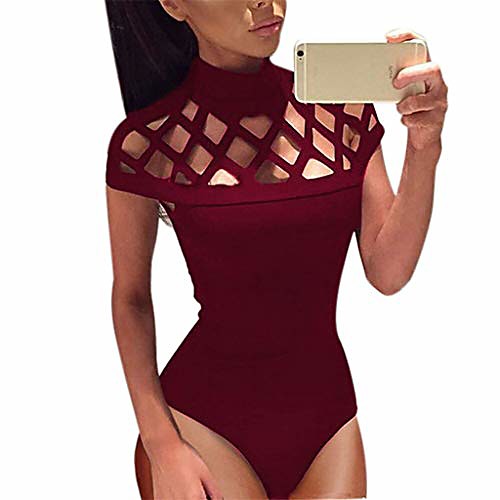 

Women's Sexy Wine Red Black Blushing Pink Romper Solid Color