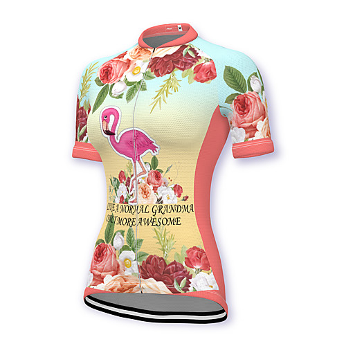 

21Grams Women's Short Sleeve Cycling Jersey Spandex Pink Flamingo Floral Botanical Bike Top Mountain Bike MTB Road Bike Cycling Breathable Sports Clothing Apparel / Stretchy / Athleisure
