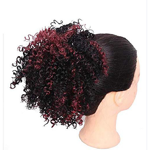 

8inch synthetic bun curly with two plastic combs easy chignon for short hair wedding hairstyles t1b/burgundy