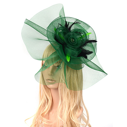 

Retro Hyperbole Tulle / Feathers Fascinators with Feather / Hollow-out 1 Piece Special Occasion / Party / Evening Headpiece