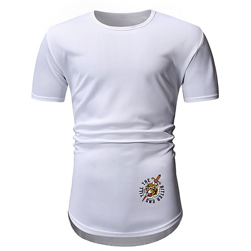 

Men's T shirt Hot Stamping Graphic Prints Tiger Animal Print Short Sleeve Daily Tops Casual Fashion White Wine Army Green