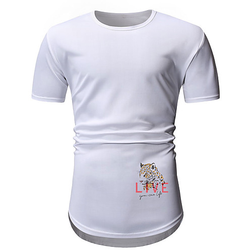 

Men's T shirt Hot Stamping Graphic Prints Letter Animal Print Short Sleeve Daily Tops Casual Fashion White Black Wine