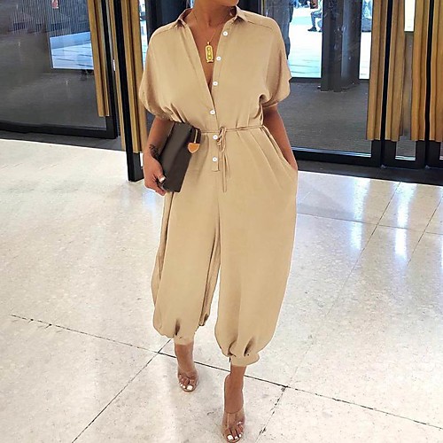 

Women's Ordinary BlackWhite Black Leopard Black Jumpsuit Solid Colored Lace up