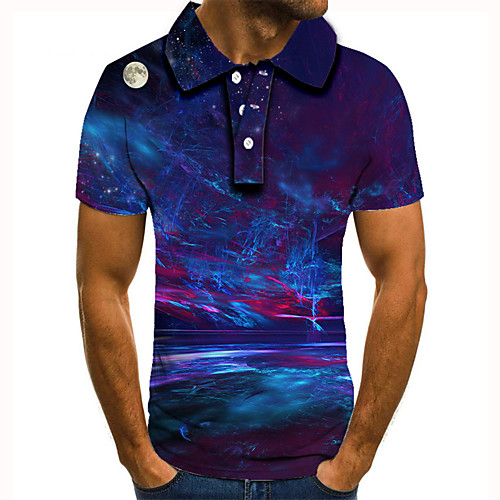 

Men's Polo 3D Print Geometric 3D Print Print Short Sleeve Casual Tops Casual Fashion Blue