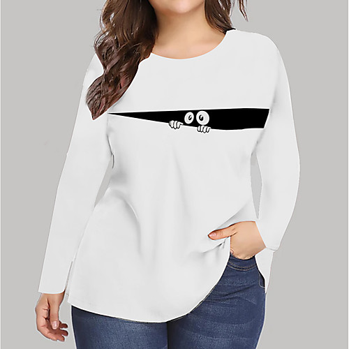 

Women's Plus Size Print Animal T shirt Large Size Round Neck Long Sleeve Tops Big Size