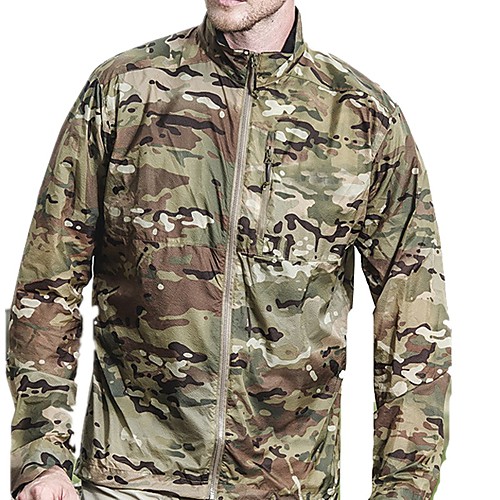 

Men's Hunting Jacket Outdoor Breathable Ventilation Ultraviolet Resistant Wearproof Spring Summer Solid Colored Camo Nylon Black Camouflage Blue