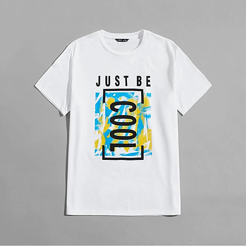

Men's Unisex T shirt Hot Stamping Letter Plus Size Print Short Sleeve Casual Tops 100% Cotton Basic Casual Fashion White