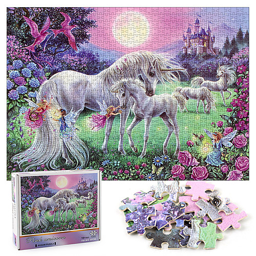 

1000 pcs Unicorn Jigsaw Puzzle Educational Toy Gift Adorable Decompression Toys Parent-Child Interaction Cardboard Paper Teenager Adults' Toy Gift