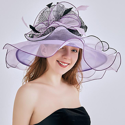 

Vintage Style Elegant Organza / Polyester / Polyamide Hats / Headwear / Straw Hats with Feather / Appliques / Ruching 1 Piece Casual / Holiday Headpiece
