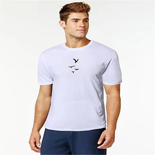 

Men's T shirt Abstract Animal Print Short Sleeve Daily Tops Cotton Business Basic White Black Red