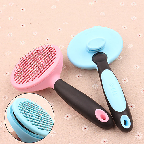 

Dog Cat Grooming Cleaning Pet Grooming Brush Plastic Stainless steel Comb Dog Clean Supply Pet Hair Remover Removing Matted Tangled Easy to Clean Self Cleaning Pet Grooming Supplies Blue Pink