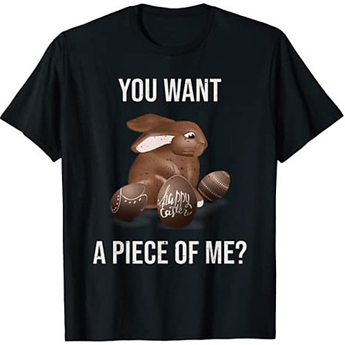 

Men's T shirt Hot Stamping Graphic Prints Rabbit / Bunny Happy Easter Print Short Sleeve Daily Tops 100% Cotton Fashion Vintage Classic Black Blue Red