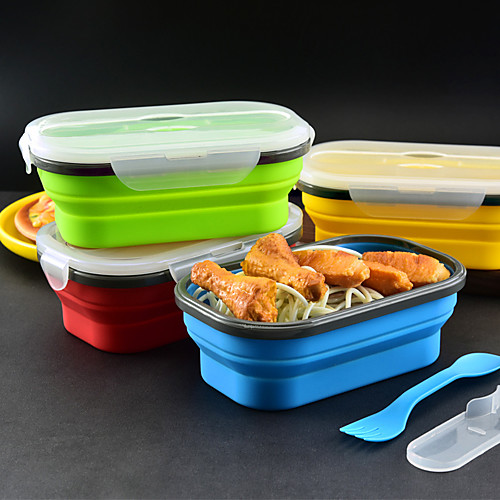 

Silicone Lunch Box Collapsible Portable Food Storage Container Folding Lunch Bento Box Picnic Camping Indoor and Outdoor Box