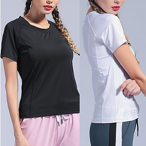 

Women's Short Sleeve Running Shirt Tee Tshirt Top Athletic Athleisure Breathable Quick Dry Moisture Wicking Yoga Fitness Gym Workout Running Jogging Sportswear Solid Colored Normal White Black Purple