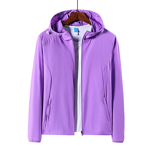 

Women's Hiking Windbreaker Outdoor Solid Color Waterproof Windproof Breathable Top Full Length Visible Zipper Hunting Fishing Climbing White Purple Light Purple Green Rose Red