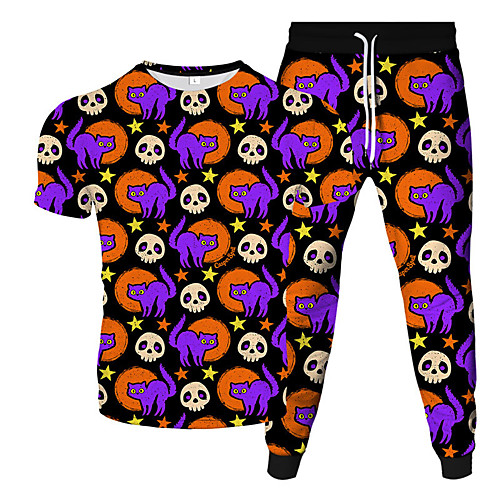 

Men's Women's 2 Piece Tracksuit Sweatsuit Street Casual Short Sleeve 2pcs Breathable Moisture Wicking Soft Gym Workout Running Jogging Training Exercise Sportswear Normal Outfit Set Clothing Suit