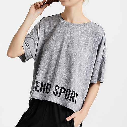 

Women's Tee / T-shirt Pure Color Crew Neck Spandex Letter Printed Sport Athleisure T Shirt Top Short Sleeves Breathable Soft Comfortable Everyday Use Street Casual Daily Outdoor