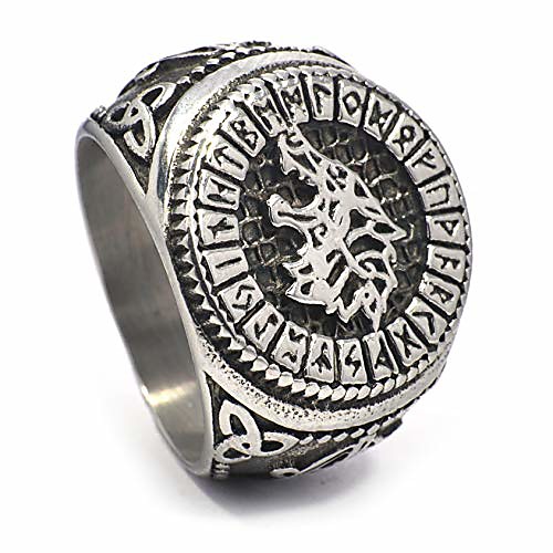 

Fenrir Wolf Odin Rune Circle Triquetra Celtic Stainless Steel Ring Men Women Norse Protection Jewelry