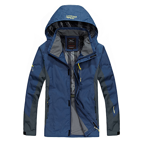 

Men's Hiking Softshell Jacket Waterproof Hiking Jacket Hiking Windbreaker Winter Outdoor Patchwork Waterproof Lightweight Breathable Quick Dry Jacket Hoodie Top Ski / Snowboard Fishing Climbing Black