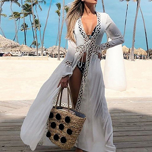 

Bikini Cover-ups Sexy Hollow Out White Cotton Tunic Summer Dress Women Beach Wear Swimsuit Cover Up