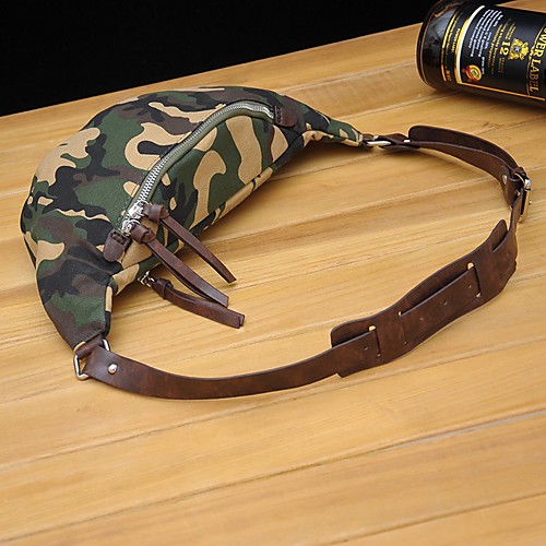 

Men's Bags Canvas Fanny Pack Zipper Camo / Camouflage Daily Outdoor 2021 MessengerBag Brown