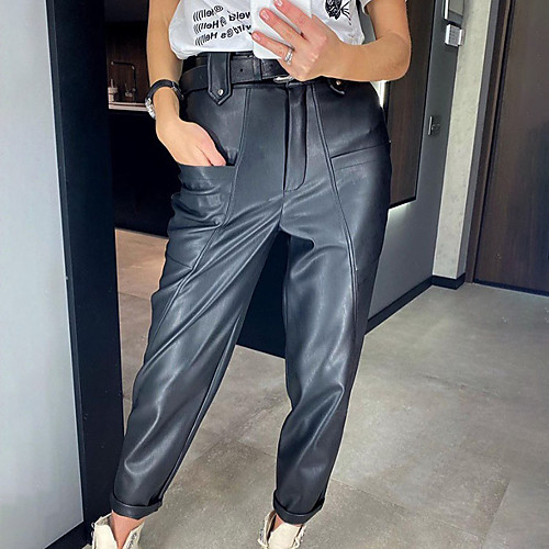 

Women's Stylish Streetwear Comfort Casual Weekend Pants Pants Solid Colored Full Length Pocket Black Khaki
