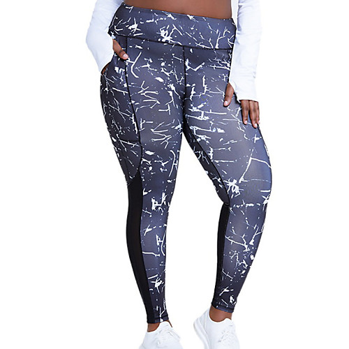 

Women's Plus Size Print Graphic Sporty Yoga Ankle-Length Leggings Blue