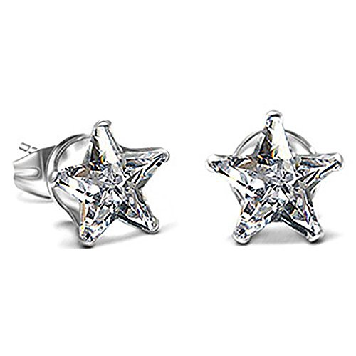 

stainless steel star shaped cubic zircon stud earrings