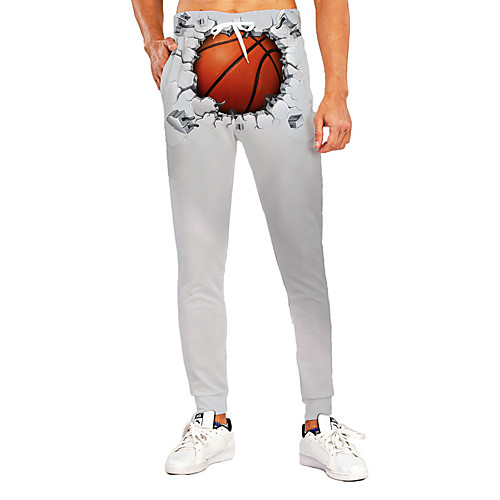 

Men's Sporty Casual / Sporty Breathable Quick Dry Sports Daily Holiday Pants Sweatpants Trousers Pants Graphic Graphic Prints Full Length Print Grey