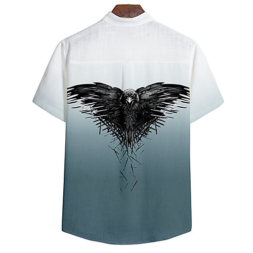 

Men's Shirt 3D Print Eagle Animal Button-Down 3D Print Short Sleeve Daily Tops Casual Fashion Hawaiian White