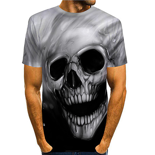 

Men's Tees T shirt 3D Print Graphic Skull Plus Size Short Sleeve Causal Tops Horror Comfortable Big and Tall Black Red Yellow