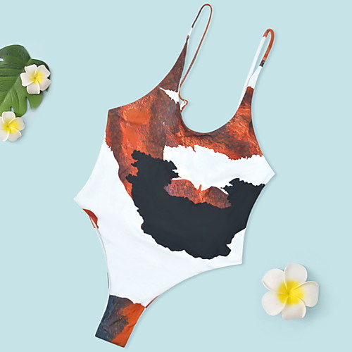

Women's One Piece Monokini Swimsuit Push Up Print Tie Dye White Swimwear Padded Bathing Suits New Casual Sexy