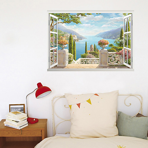 

Stickers Can Be Removed For The Home Background Decoration Of 3D Fake Window Seaside View Room 6090cm